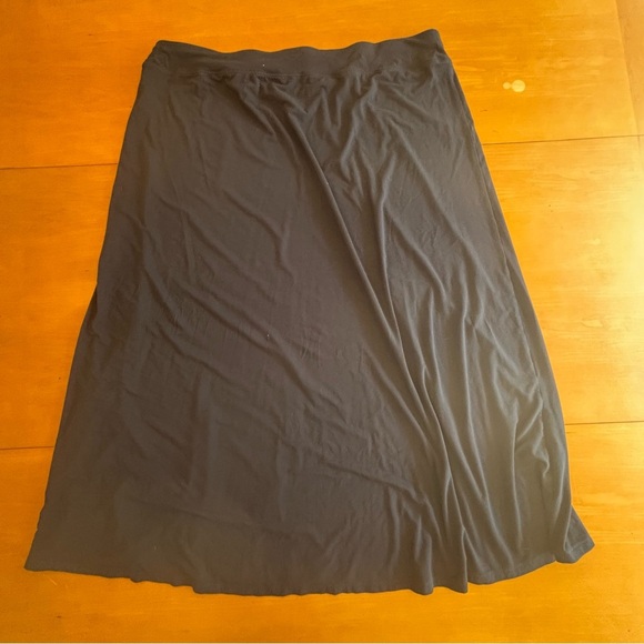J Jill 2X Wearever Collection navy blue elastic waistband pull on midi skirt - Picture 7 of 7